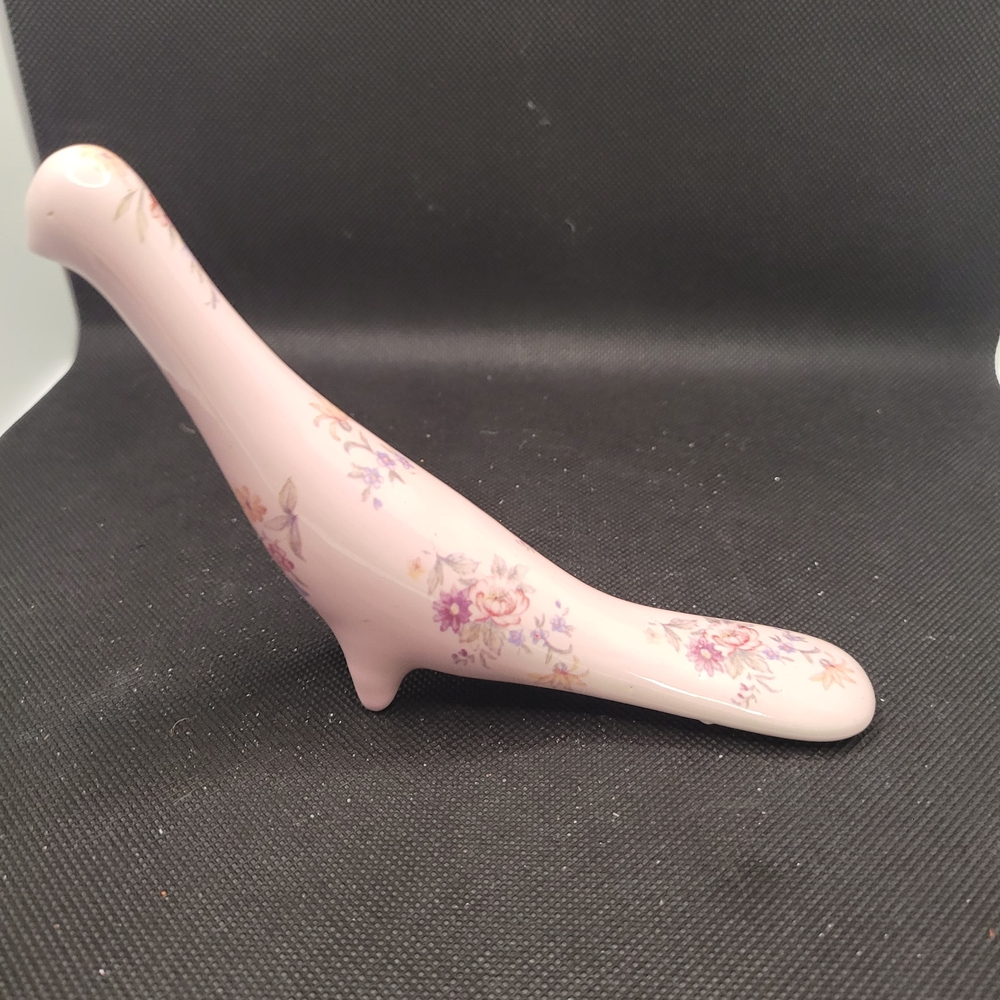 Vintage Pink Porcelain Pheasant Figurine Floral Pattern Bird Decor